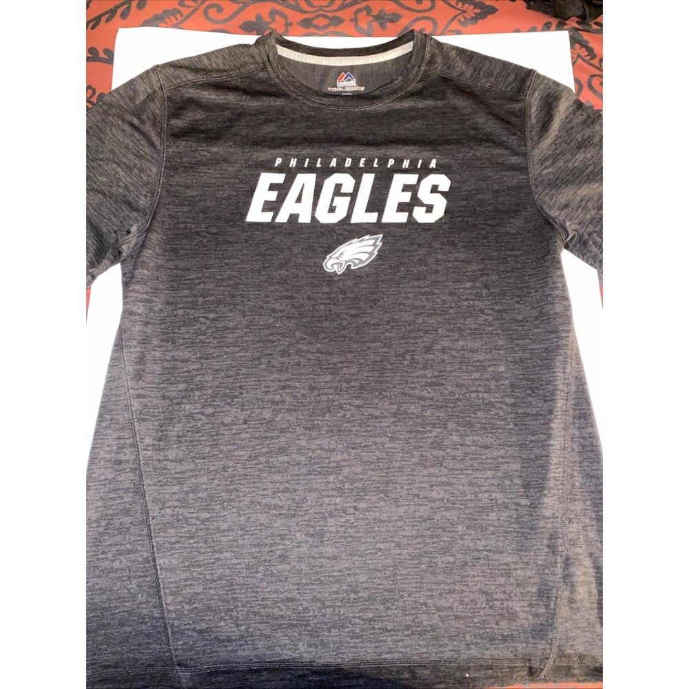 Philadelphia Eagles Shirt Mens L Majestic Cool Base Gray NFL Athletic Tee